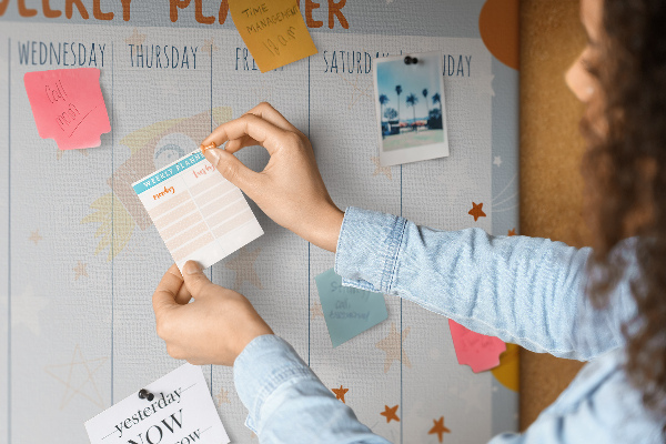 Cork memo board Weekly planner
