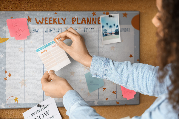 Cork memo board Weekly planner