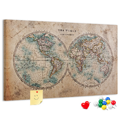 Cork display board World globe map