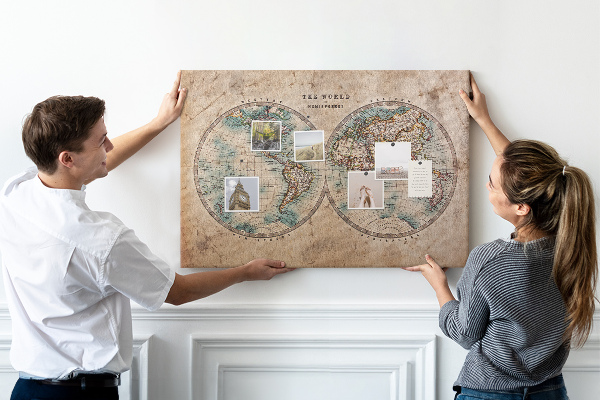 Cork display board World globe map