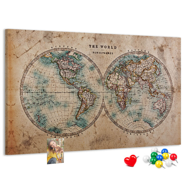 Cork display board World globe map