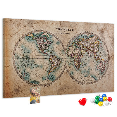 Cork display board World globe map