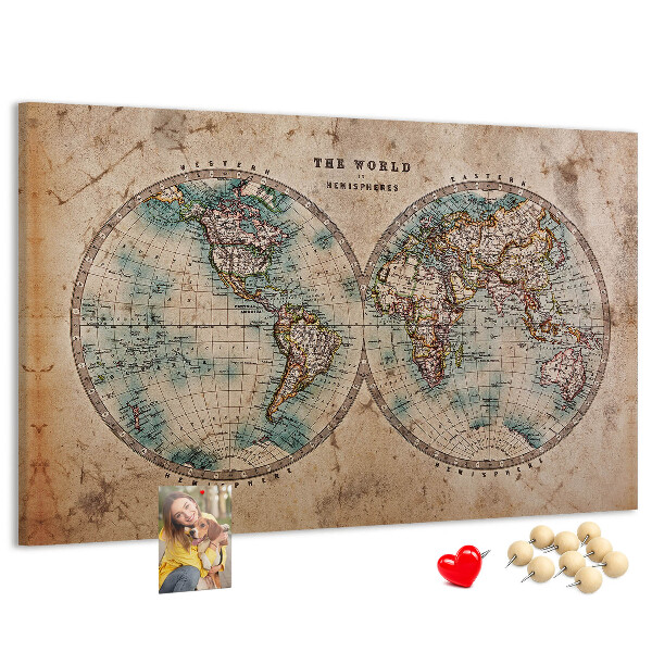 Cork display board World globe map