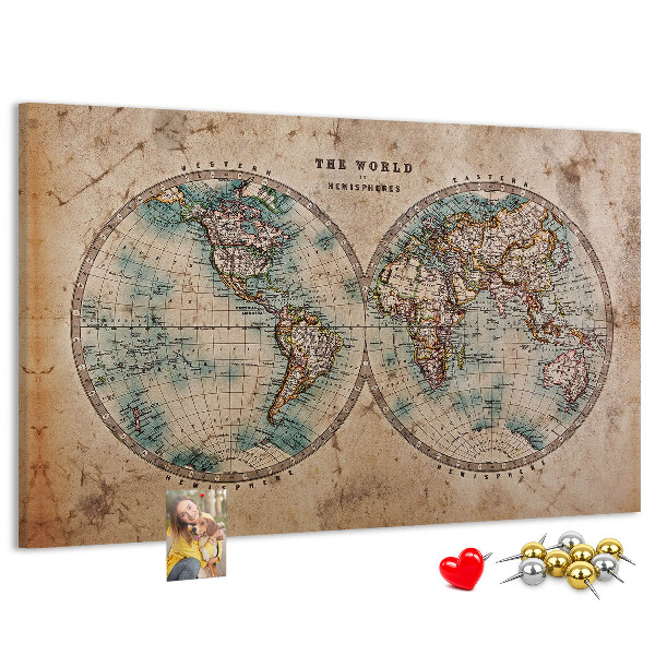Cork display board World globe map