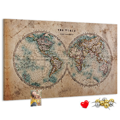 Cork display board World globe map
