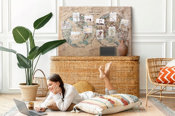 Cork display board World globe map