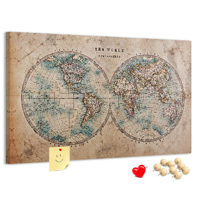 Cork display board World globe map