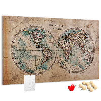 Cork display board World globe map