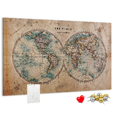 Cork display board World globe map