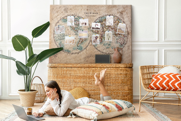 Cork display board World globe map