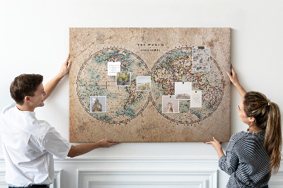 Cork display board World globe map