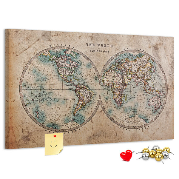 Cork display board World globe map