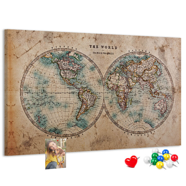 Cork display board World globe map