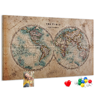 Cork display board World globe map