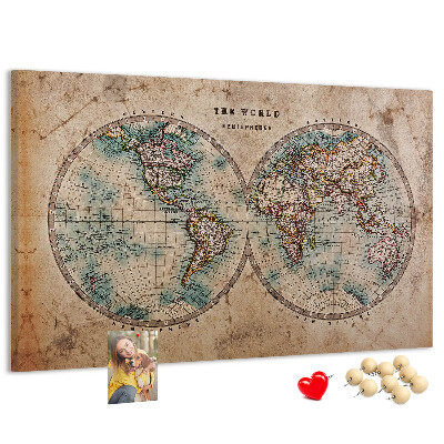 Cork display board World globe map