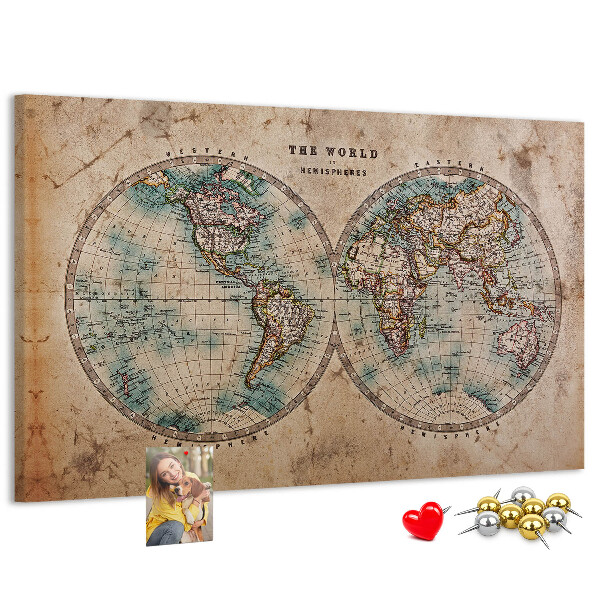 Cork display board World globe map