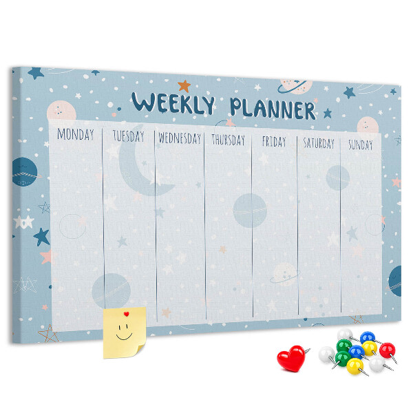 Cork memo board Space weekly planner