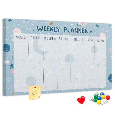 Cork memo board Space weekly planner