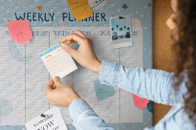 Cork memo board Space weekly planner