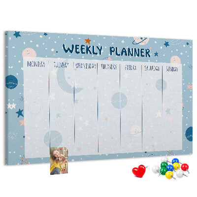Cork memo board Space weekly planner