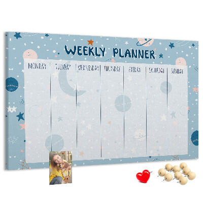 Cork memo board Space weekly planner