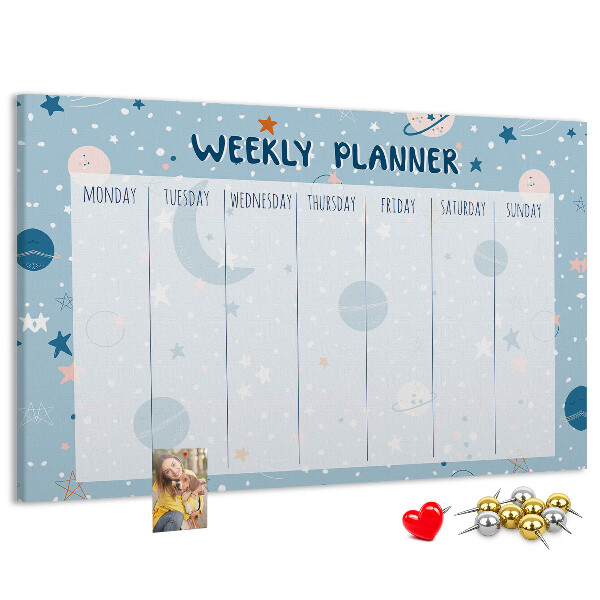 Cork memo board Space weekly planner
