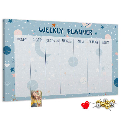 Cork memo board Space weekly planner