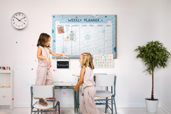 Cork memo board Space weekly planner