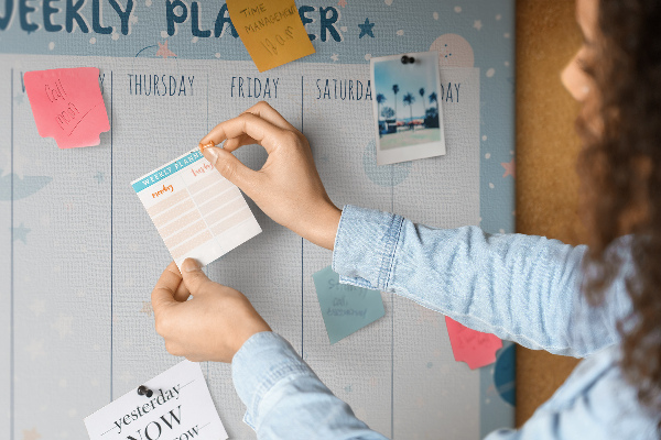 Cork memo board Space weekly planner
