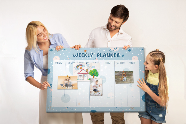 Cork memo board Space weekly planner