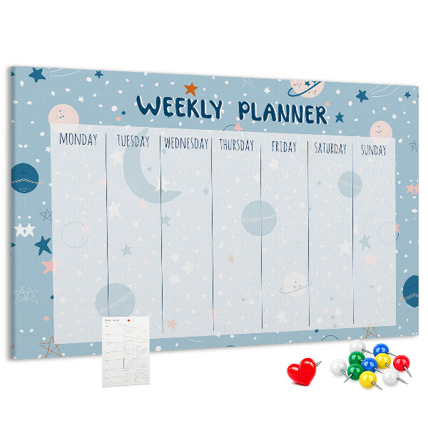 Cork memo board Space weekly planner