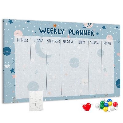 Cork memo board Space weekly planner