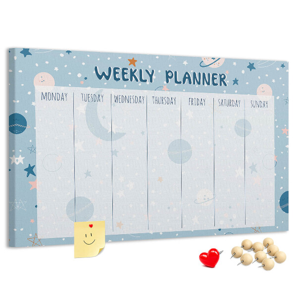 Cork memo board Space weekly planner
