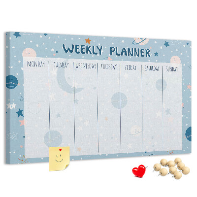 Cork memo board Space weekly planner