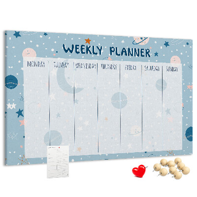 Cork memo board Space weekly planner