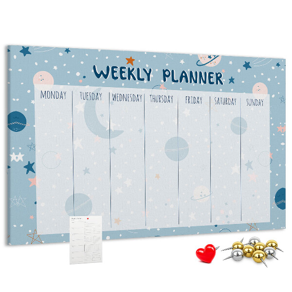 Cork memo board Space weekly planner
