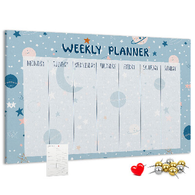 Cork memo board Space weekly planner