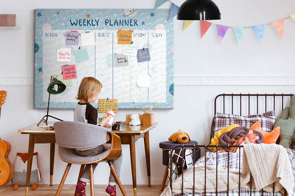 Cork memo board Space weekly planner