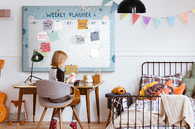 Cork memo board Space weekly planner