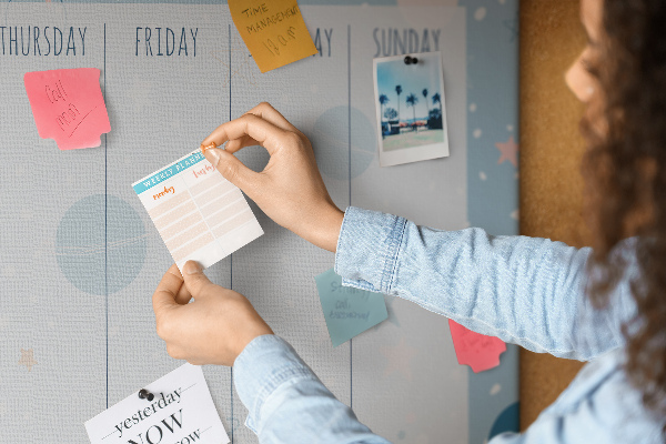 Cork memo board Space weekly planner