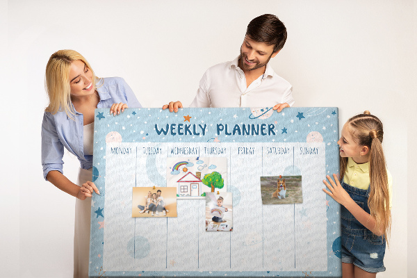 Cork memo board Space weekly planner