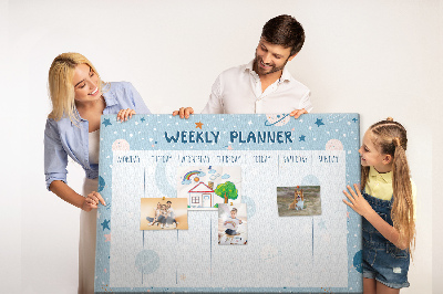 Cork memo board Space weekly planner