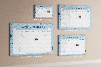 Cork memo board Space weekly planner