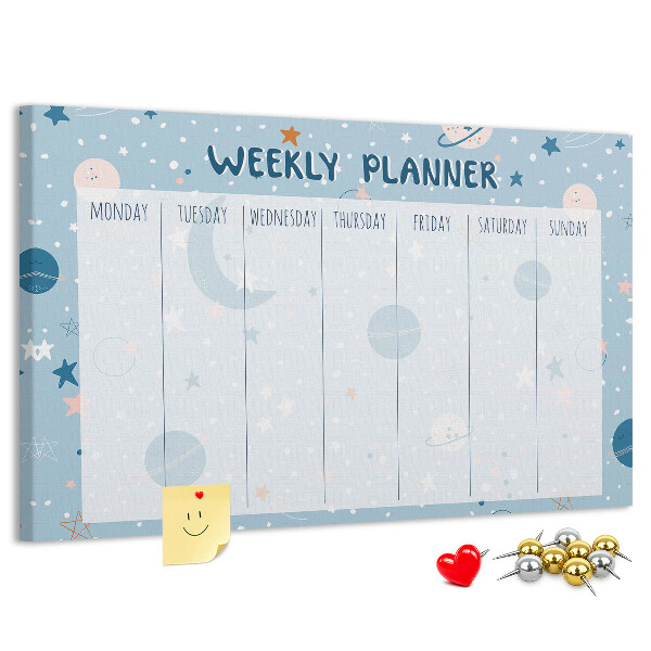 Cork memo board Space weekly planner