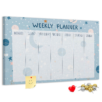 Cork memo board Space weekly planner