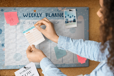 Cork memo board Space weekly planner