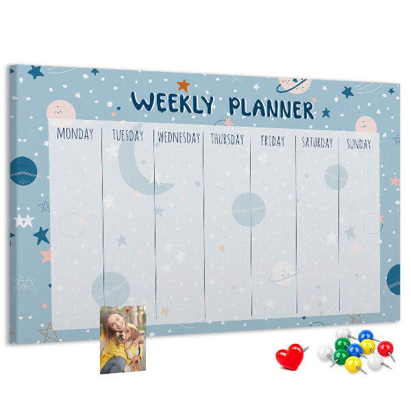Cork memo board Space weekly planner