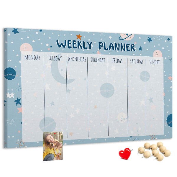 Cork memo board Space weekly planner