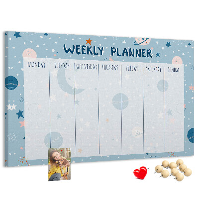 Cork memo board Space weekly planner