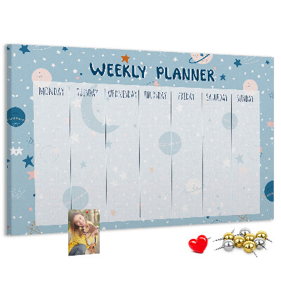 Cork memo board Space weekly planner